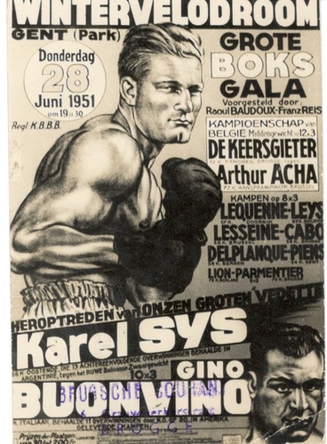 <p>El afiche de su pelea con el italiano Gino Buonvino.</p>